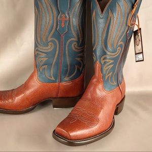 Men’s handmade boots, American bison with kip tops